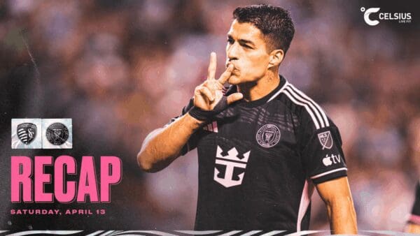 Soccer player celebrating during a match recap.