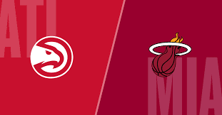 Atlanta Hawks vs. Miami Heat logos.