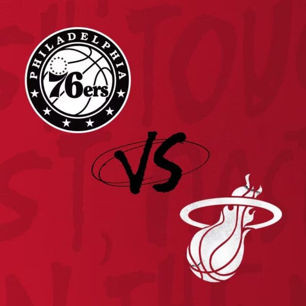 Philadelphia vs Miami basketball game graphic.
