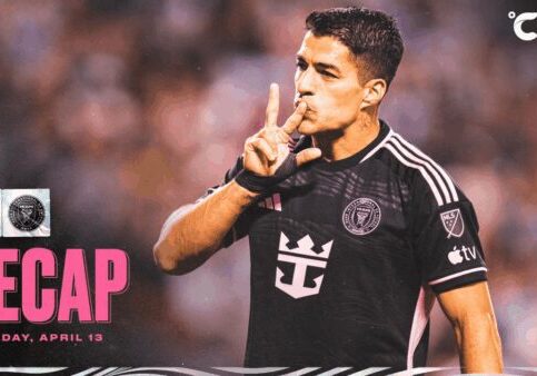 Soccer player celebrating during a match recap.