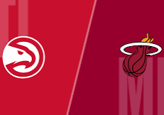 Atlanta Hawks vs. Miami Heat logos.
